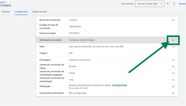 Linha Otimização de ações