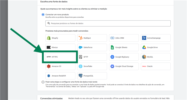 Lista de produtos com HTTPS destacado